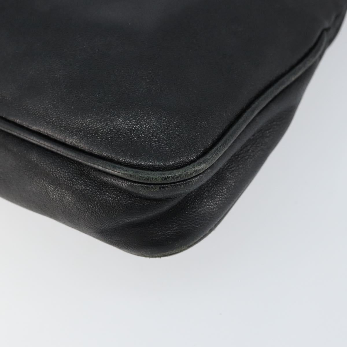 Jimmy Choo Studs Clutch Bag Leather Black Gold Auth bs30999