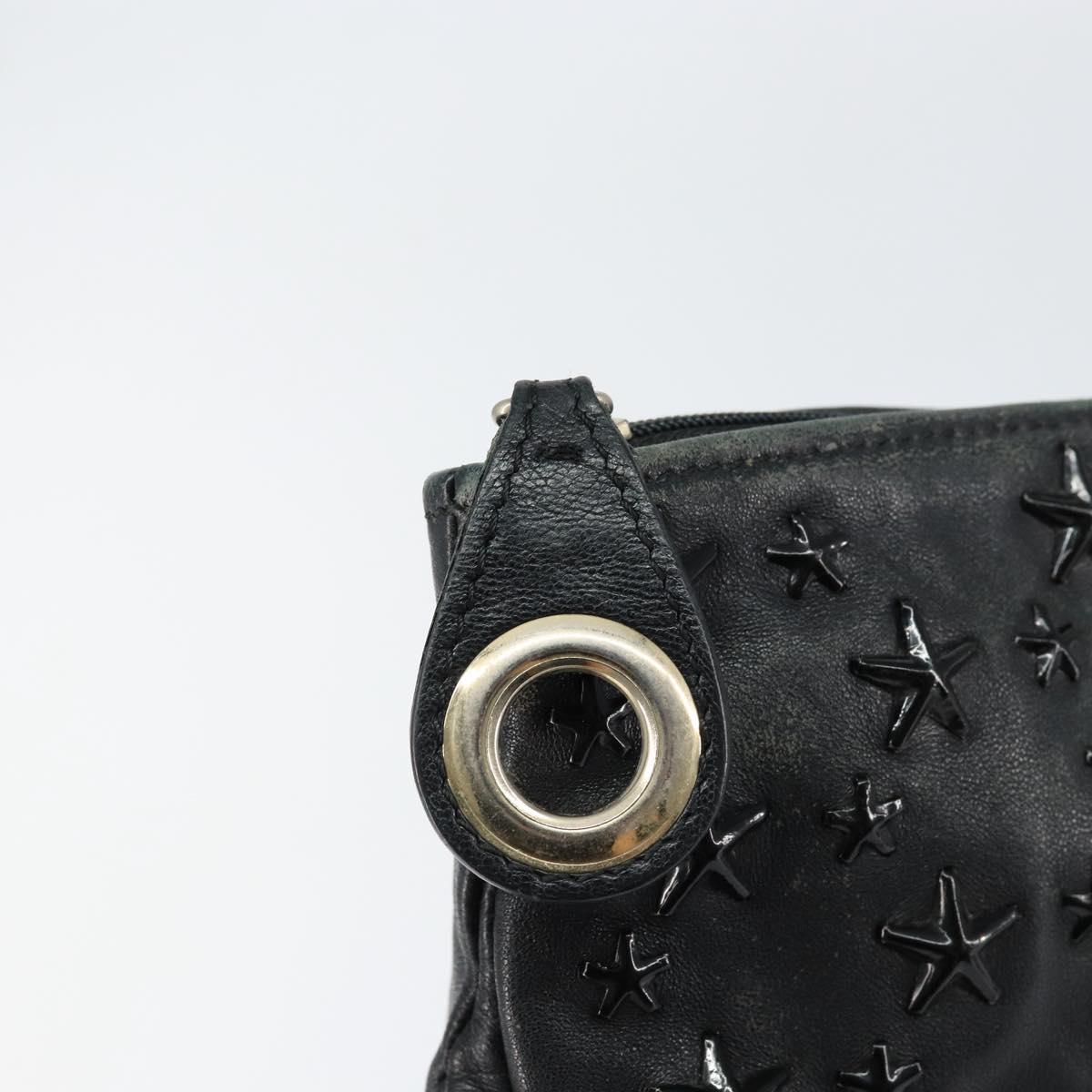 Jimmy Choo Studs Clutch Bag Leather Black Gold Auth bs30999