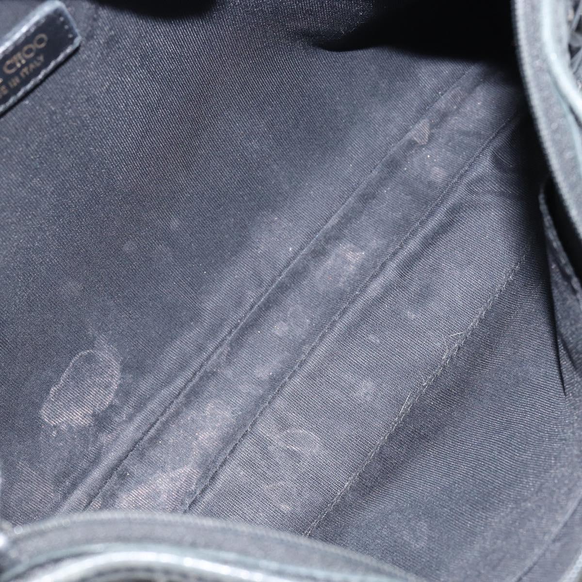 Jimmy Choo Studs Clutch Bag Leather Black Gold Auth bs30999