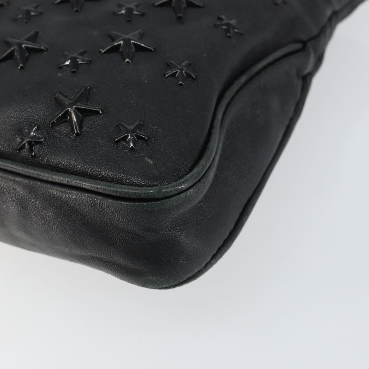 Jimmy Choo Studs Clutch Bag Leather Black Gold Auth bs30999