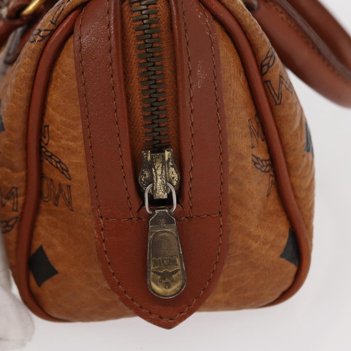 MCM Logogram Vicetos Hand Bag PVC Leather Brown Gold Auth bs31000