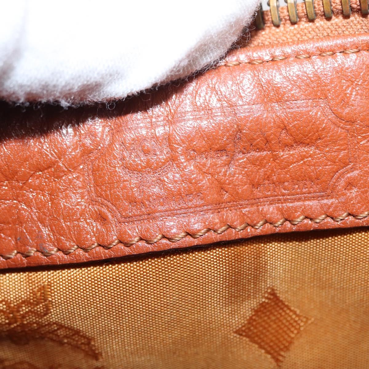 MCM Logogram Vicetos Hand Bag PVC Leather Brown Gold Auth bs31000