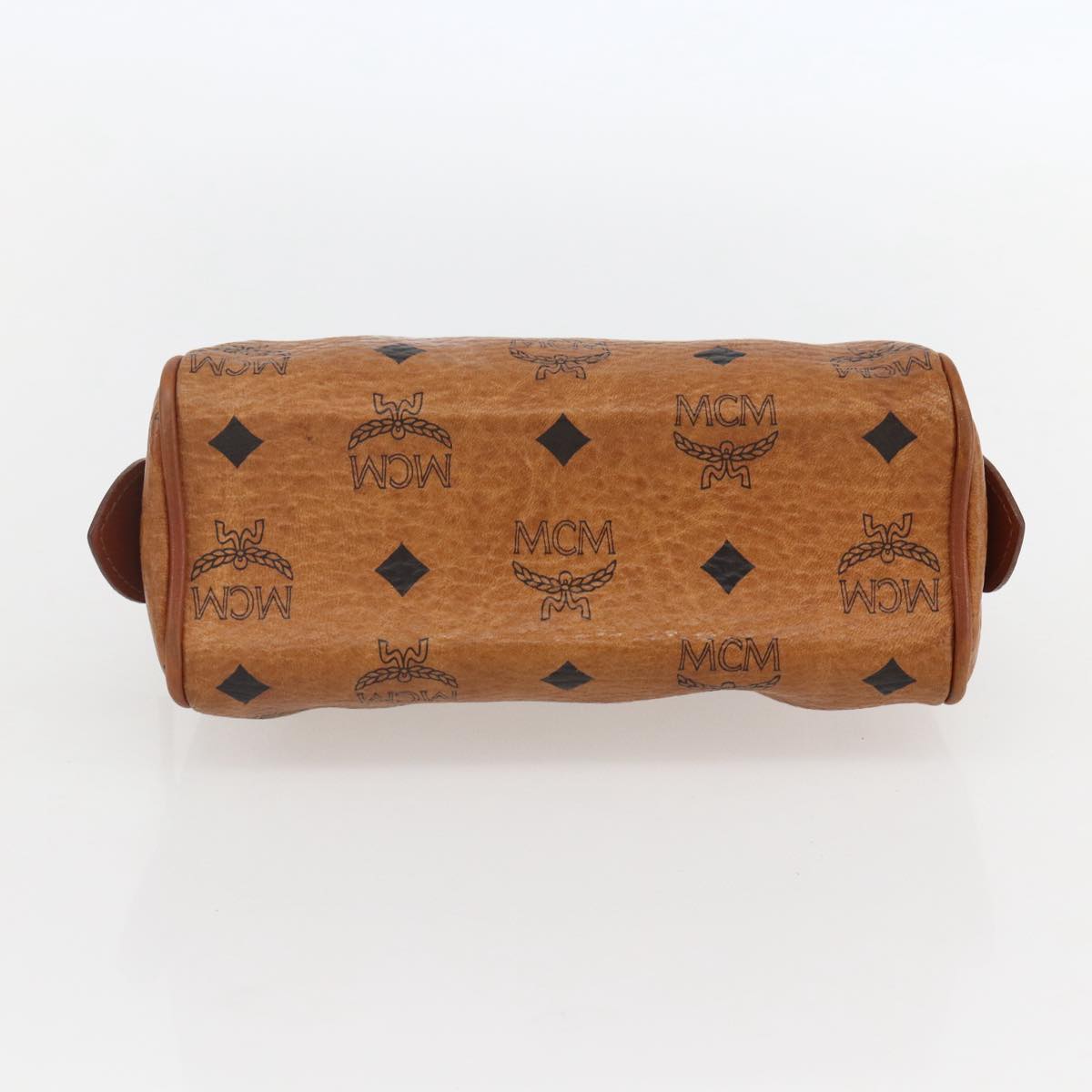 MCM Logogram Vicetos Hand Bag PVC Leather Brown Gold Auth bs31000