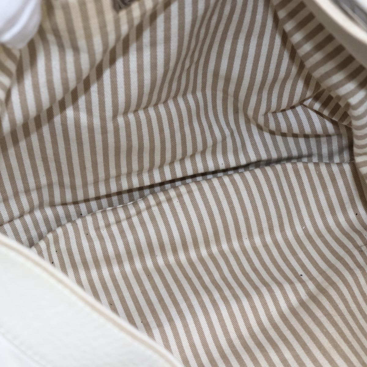 LOEWE Anagram Shoulder Bag Leather White Silver Auth bs31002