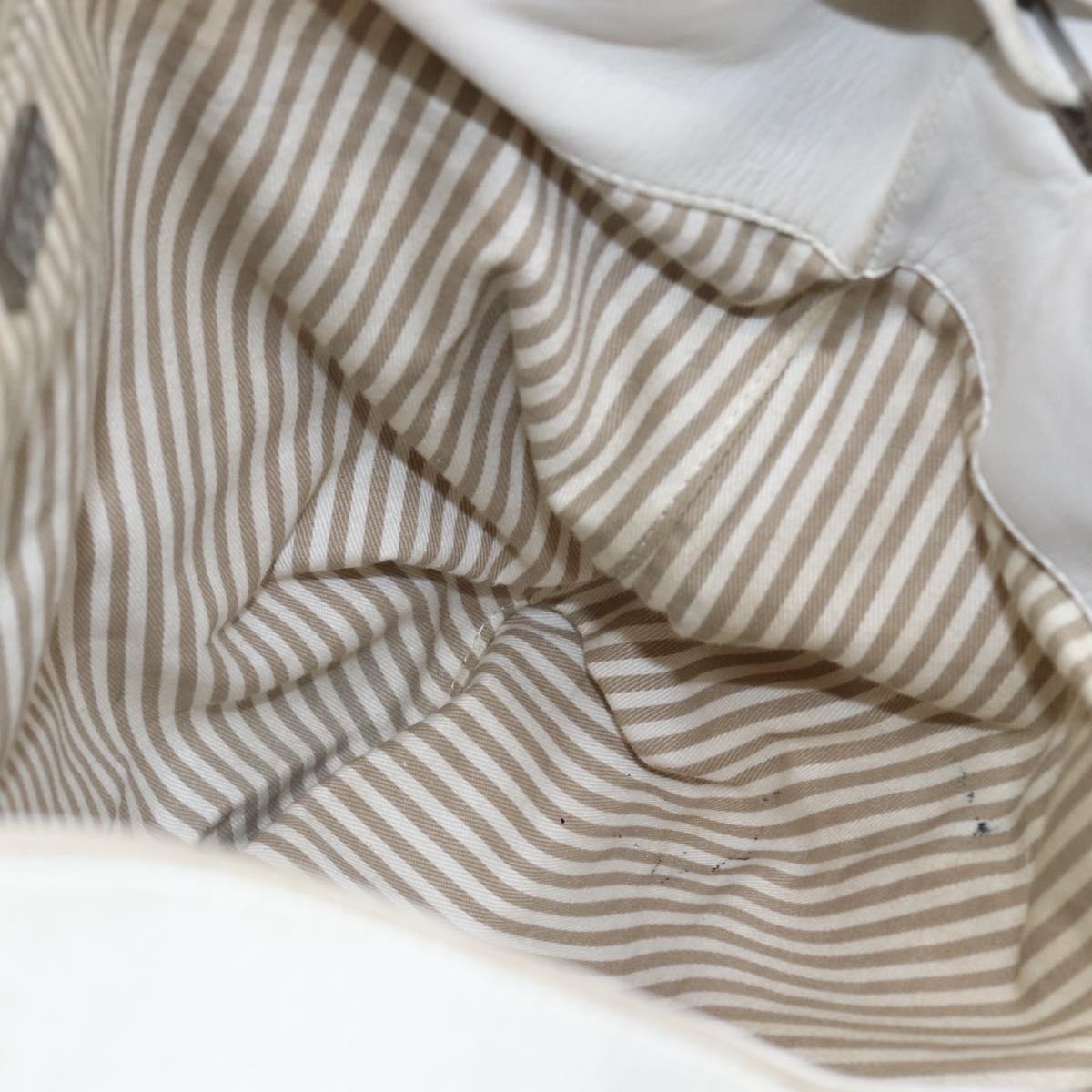 LOEWE Anagram Shoulder Bag Leather White Silver Auth bs31002