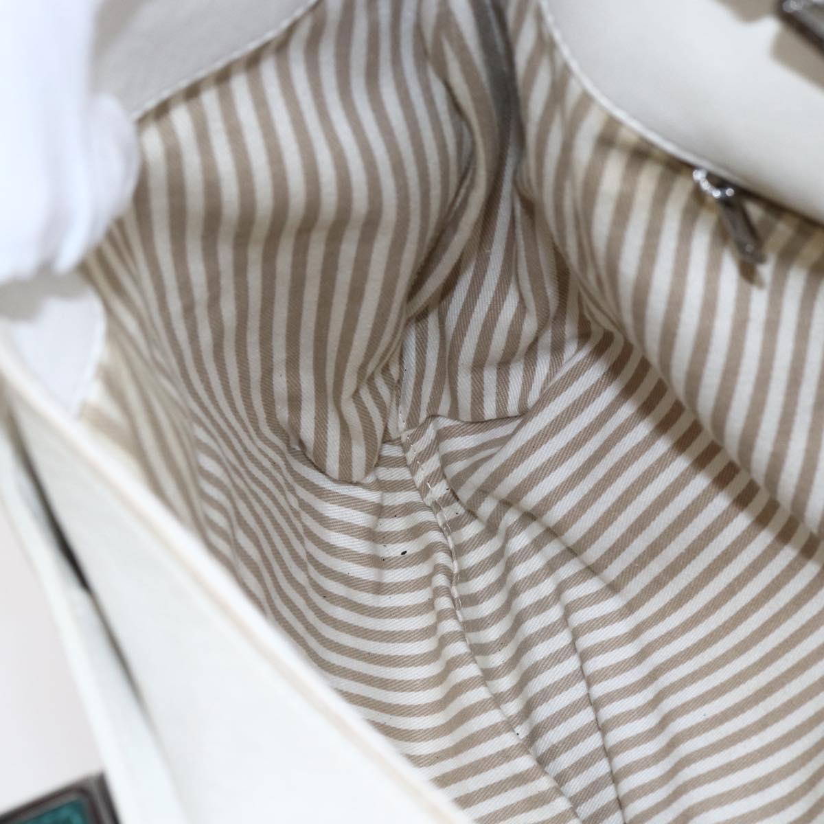 LOEWE Anagram Shoulder Bag Leather White Silver Auth bs31002