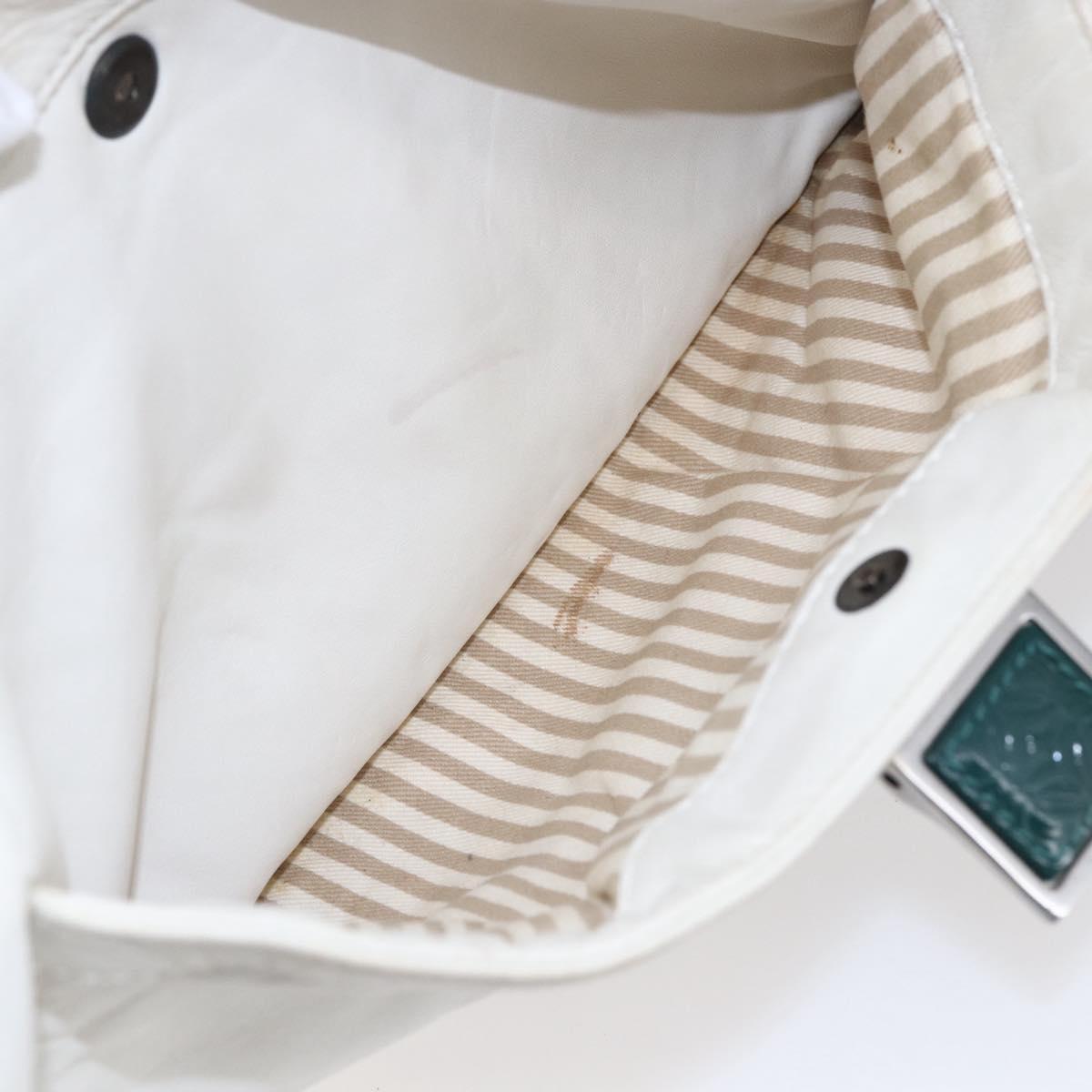 LOEWE Anagram Shoulder Bag Leather White Silver Auth bs31002