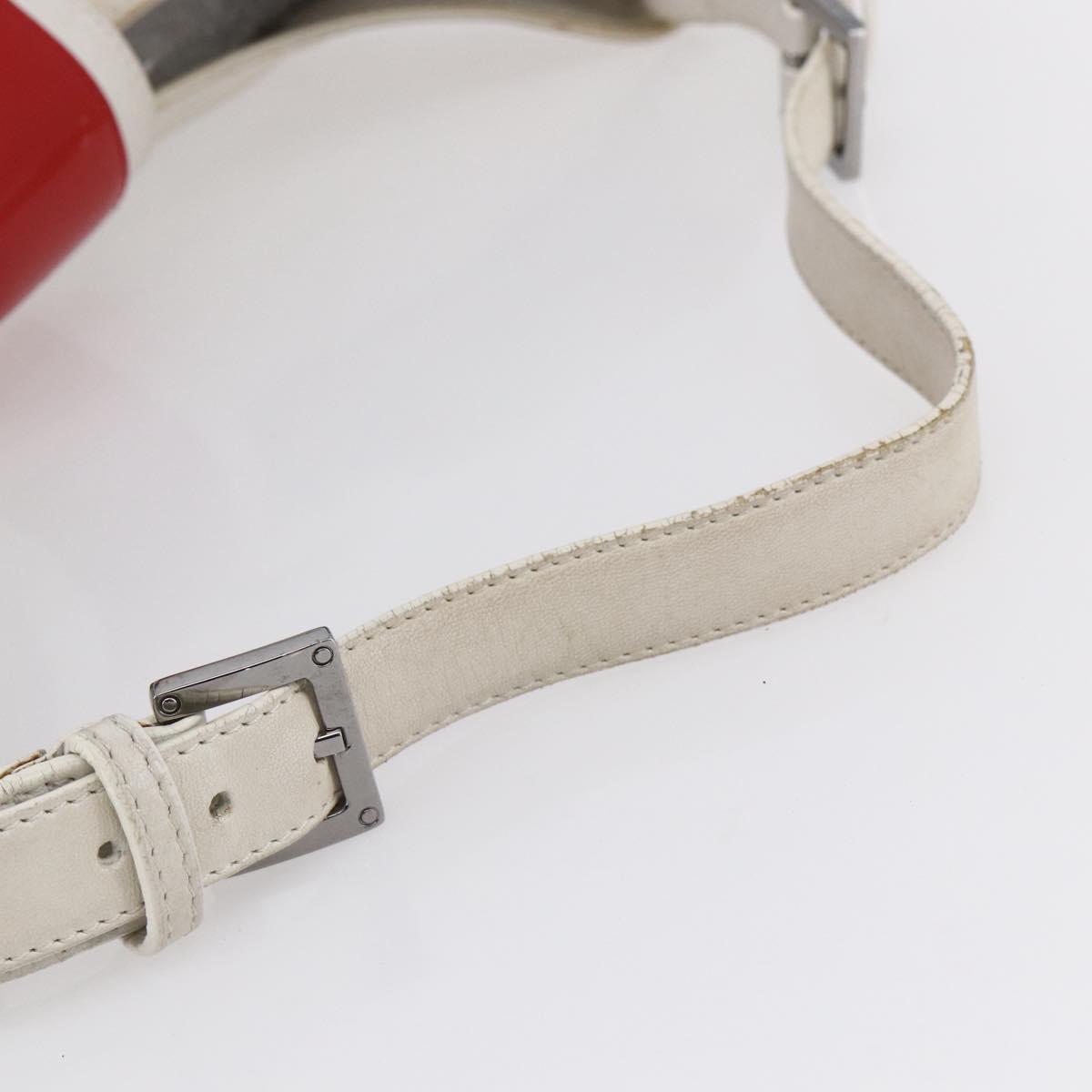 LOEWE Anagram Shoulder Bag Leather White Silver Auth bs31002