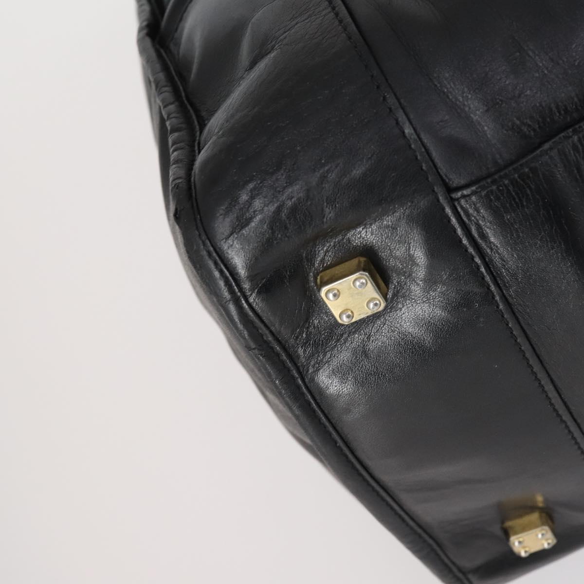 LOEWE Anagram Amazona 48 Hand Bag Leather Black Gold Auth bs31004