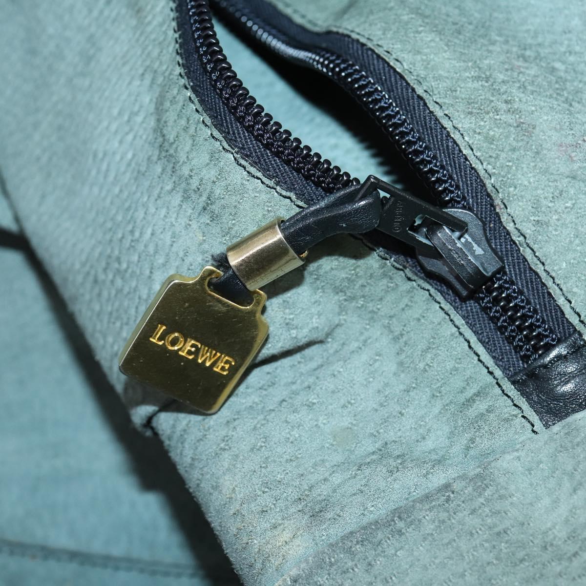 LOEWE Anagram Amazona 48 Hand Bag Leather Black Gold Auth bs31004