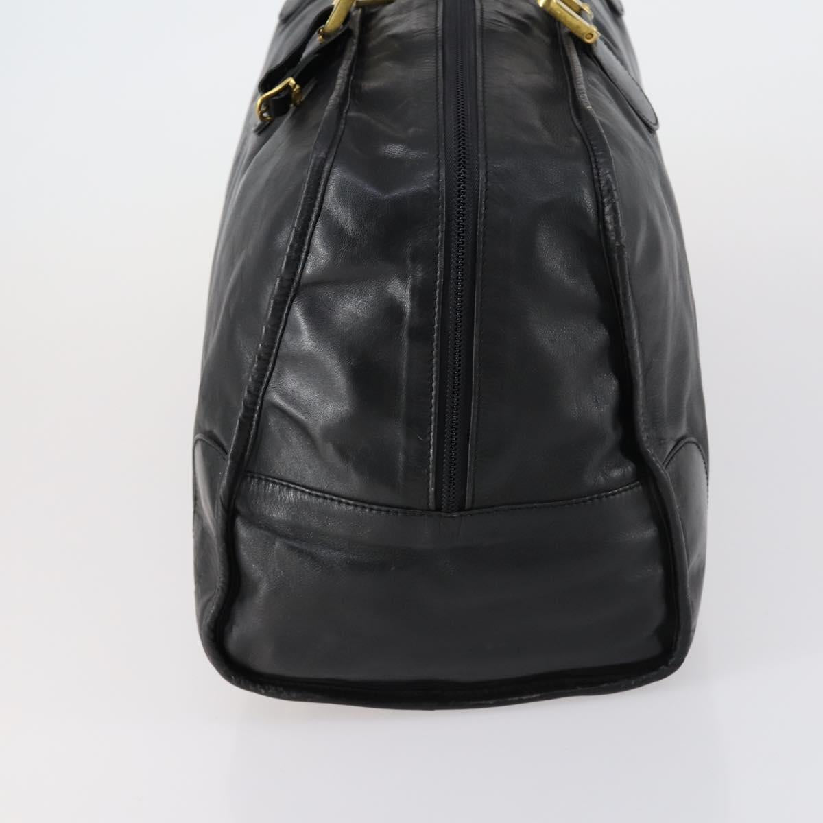 LOEWE Anagram Amazona 48 Hand Bag Leather Black Gold Auth bs31004