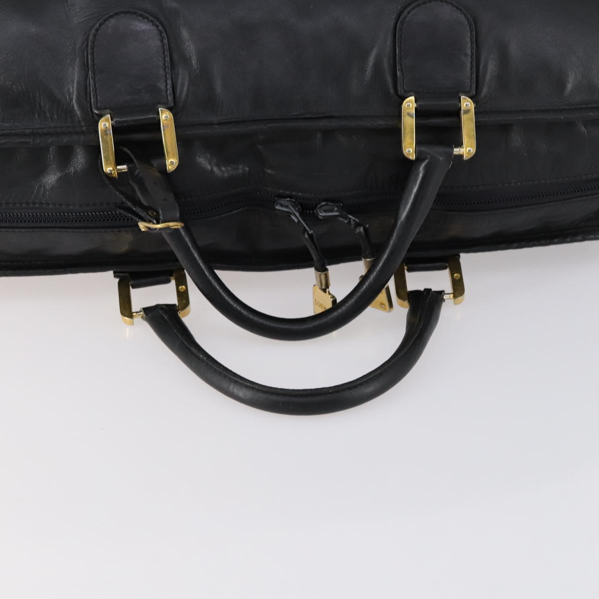 LOEWE Anagram Amazona 48 Hand Bag Leather Black Gold Auth bs31004