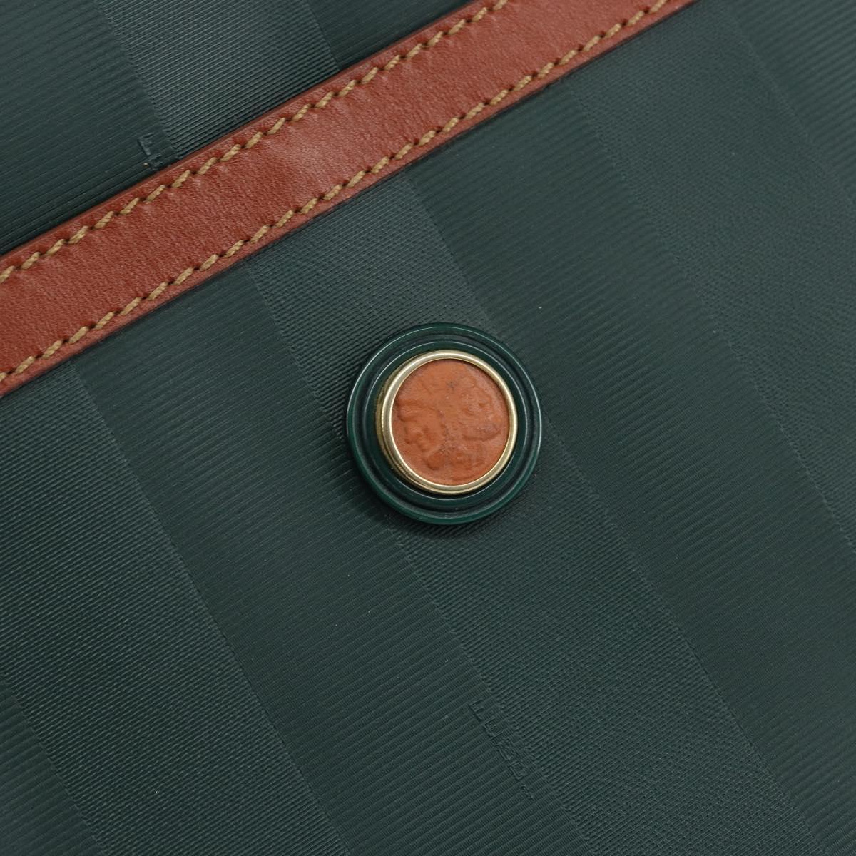 FENDI Pecan Canvas Clutch Bag PVC Green Gold Auth bs31005