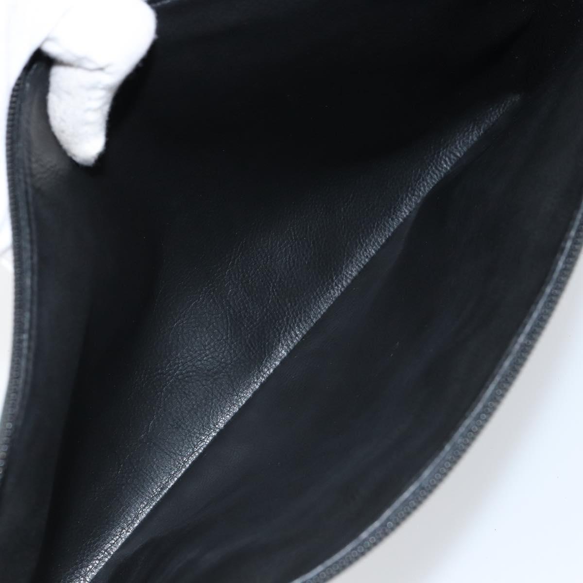 FENDI Pecan Canvas Clutch Bag PVC Green Gold Auth bs31005