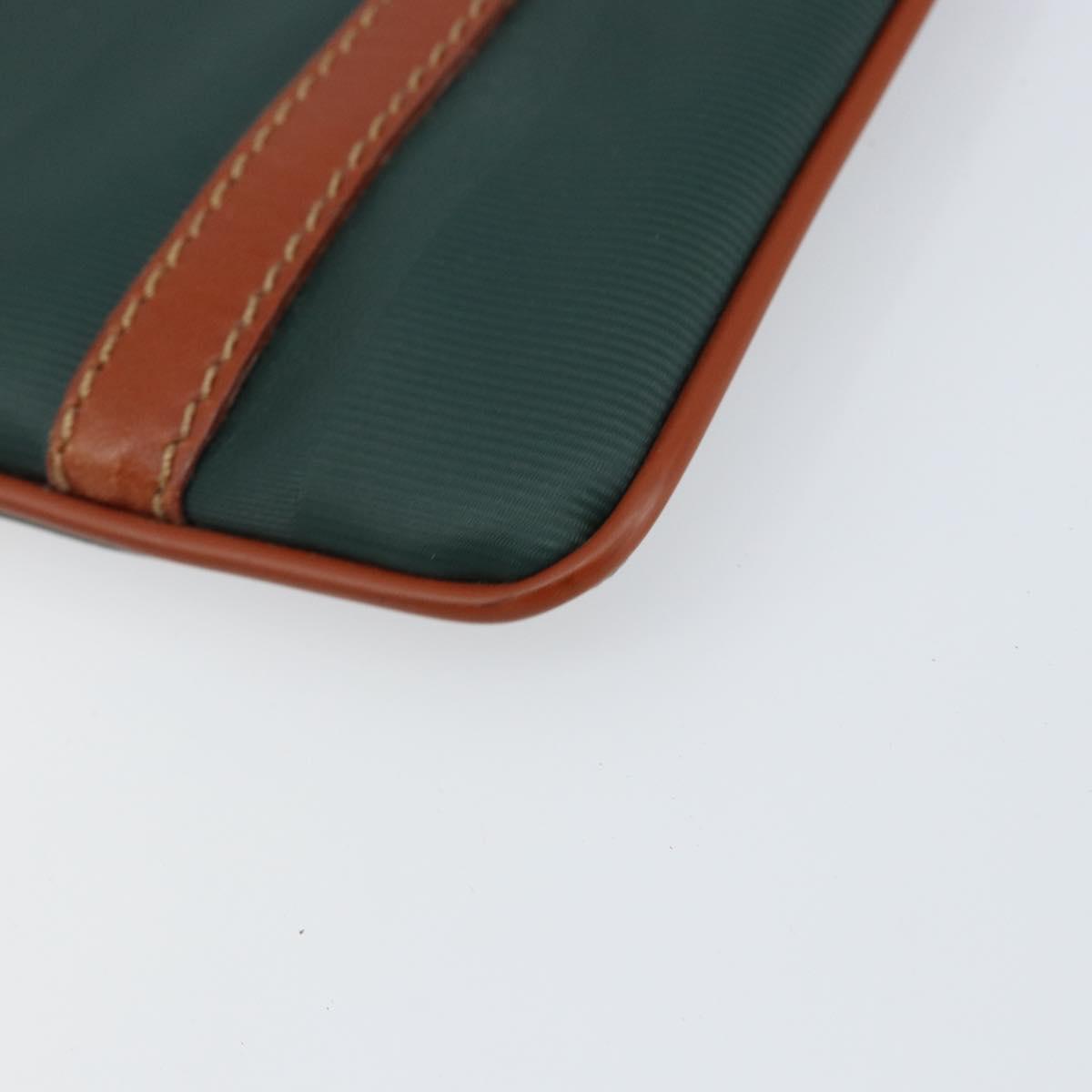 FENDI Pecan Canvas Clutch Bag PVC Green Gold Auth bs31005