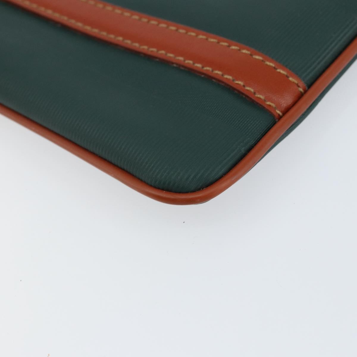 FENDI Pecan Canvas Clutch Bag PVC Green Gold Auth bs31005