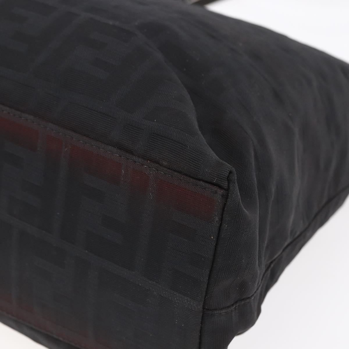 FENDI Zucca Canvas Tote Bag Black Brown Auth bs31006