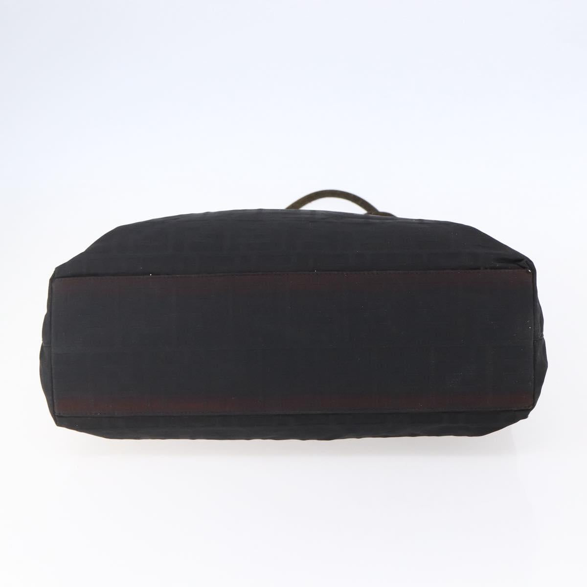 FENDI Zucca Canvas Tote Bag Black Brown Auth bs31006