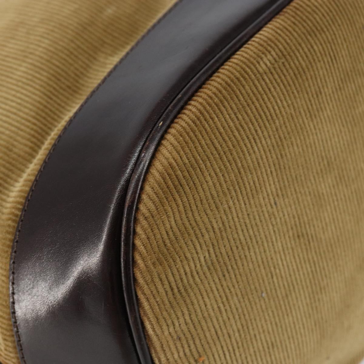 FENDI Hand Bag Velor Beige Silver Auth bs31008