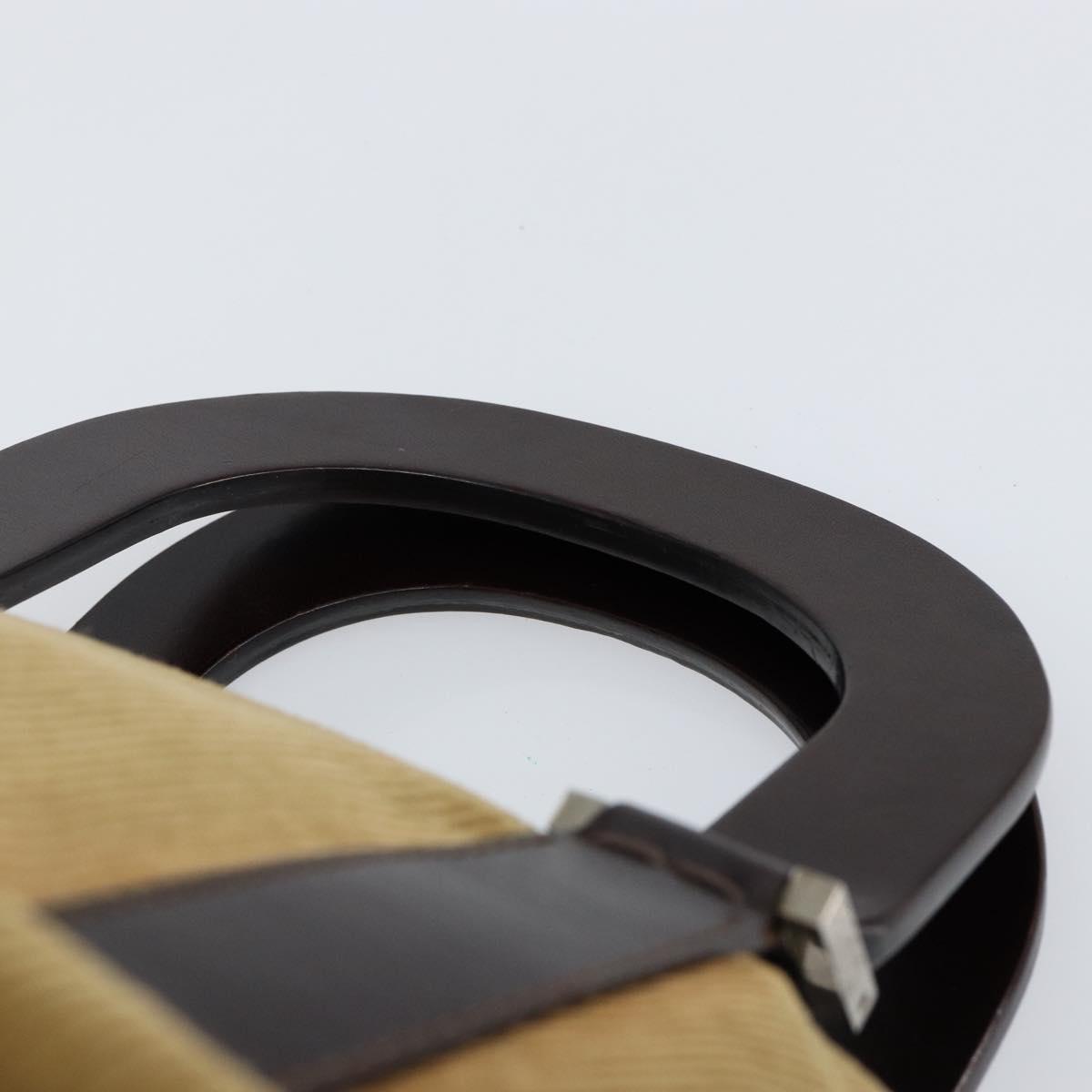 FENDI Hand Bag Velor Beige Silver Auth bs31008