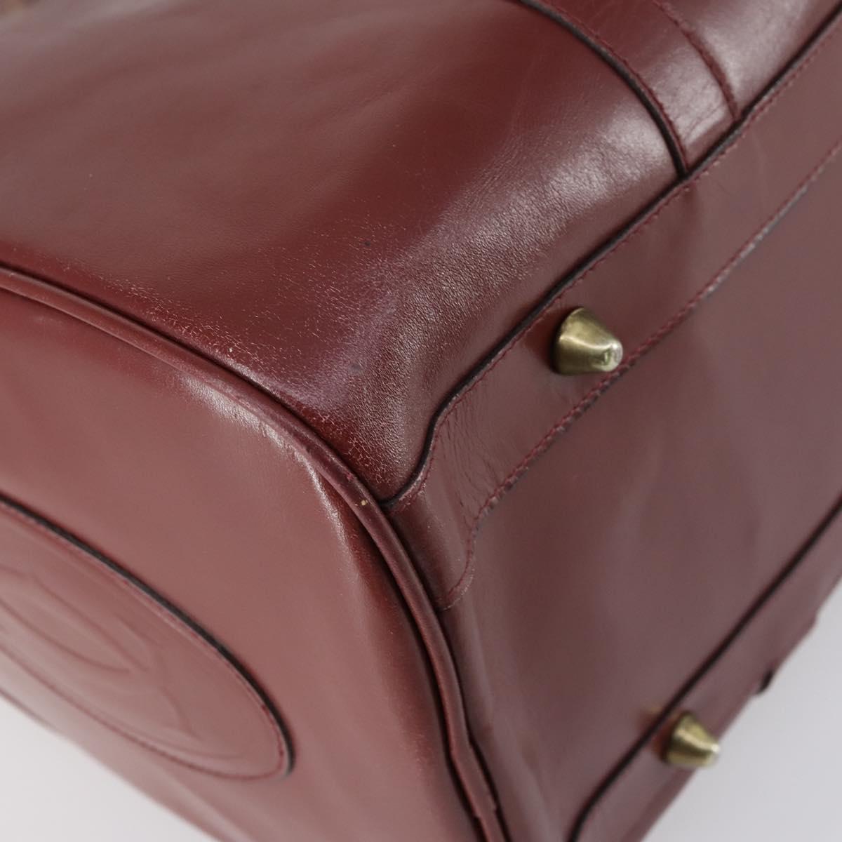 CARTIER Must Line Boston Bag Leather Bordeaux Gold Auth bs31009