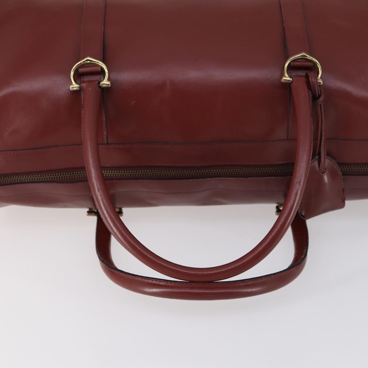 CARTIER Must Line Boston Bag Leather Bordeaux Gold Auth bs31009