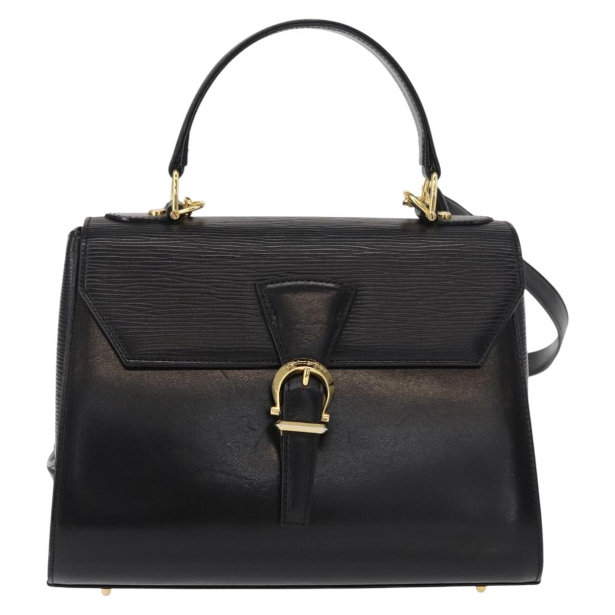 VALENTINO Hand Bag Leather 2way Black Gold Auth bs31010