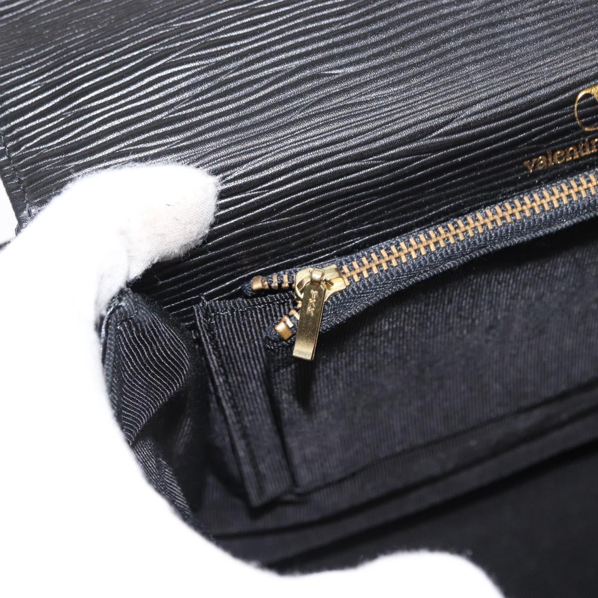 VALENTINO Hand Bag Leather 2way Black Gold Auth bs31010