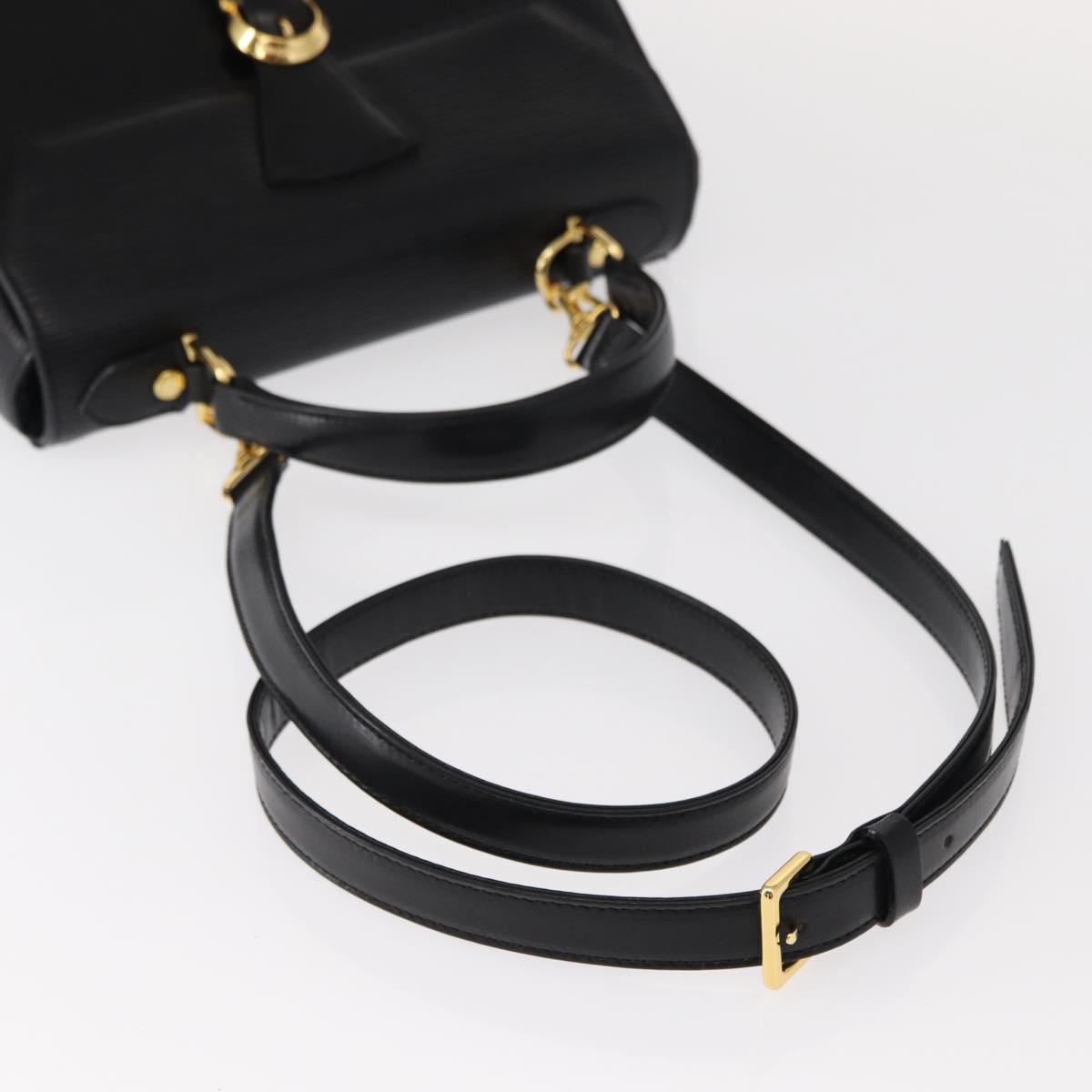 VALENTINO Hand Bag Leather 2way Black Gold Auth bs31010