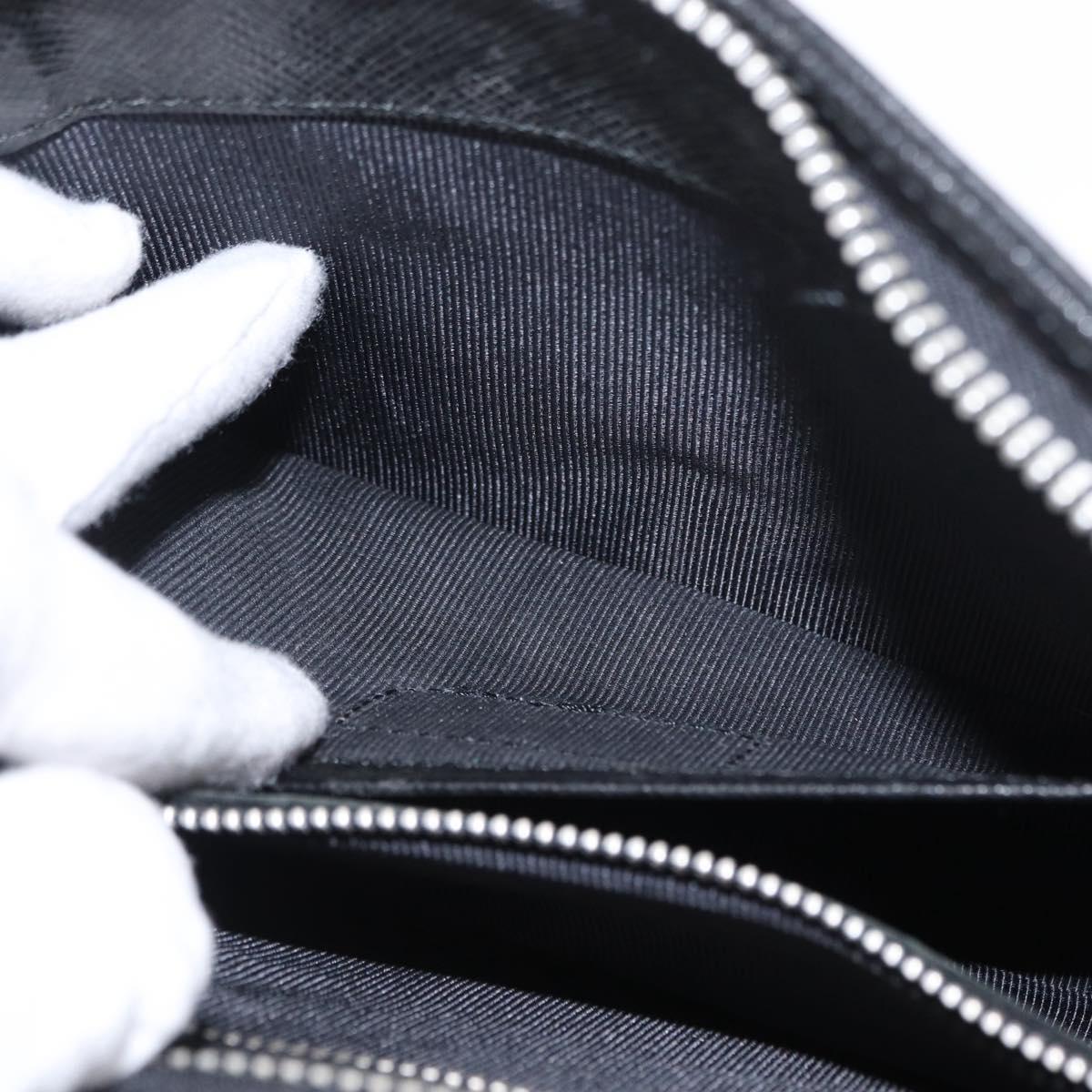 VALENTINO Clutch Bag Leather Black Silver Auth bs31011