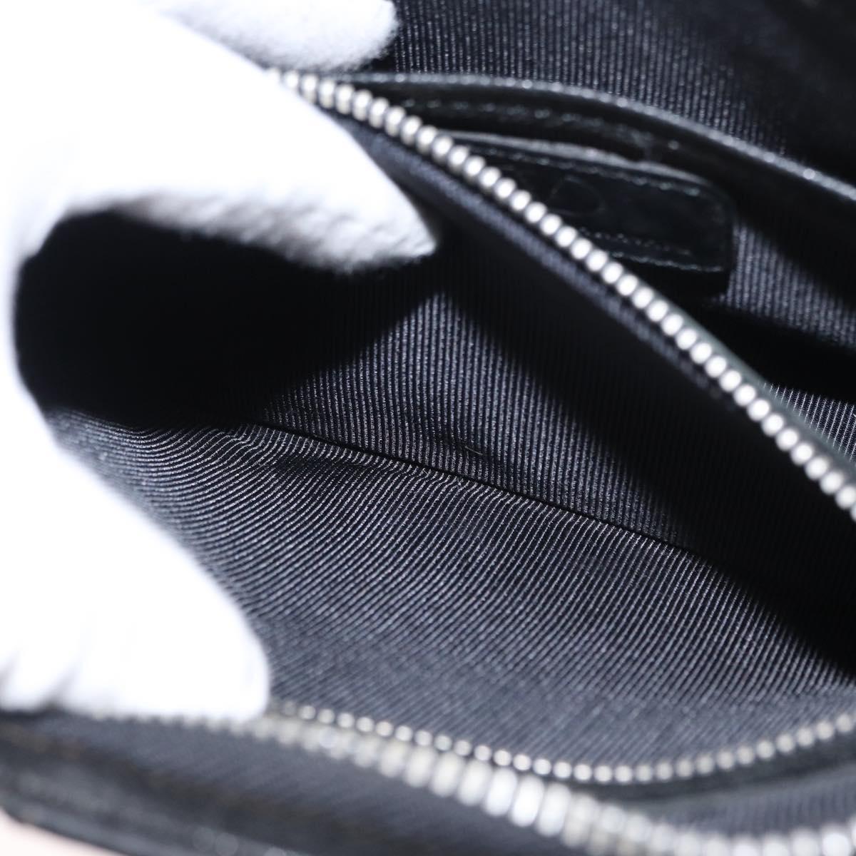 VALENTINO Clutch Bag Leather Black Silver Auth bs31011