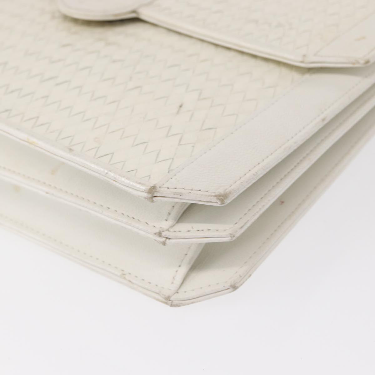 SAINT LAURENT Shoulder Bag Leather White Auth bs31016