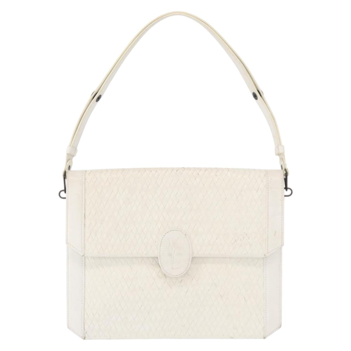 SAINT LAURENT Shoulder Bag Leather White Auth bs31016
