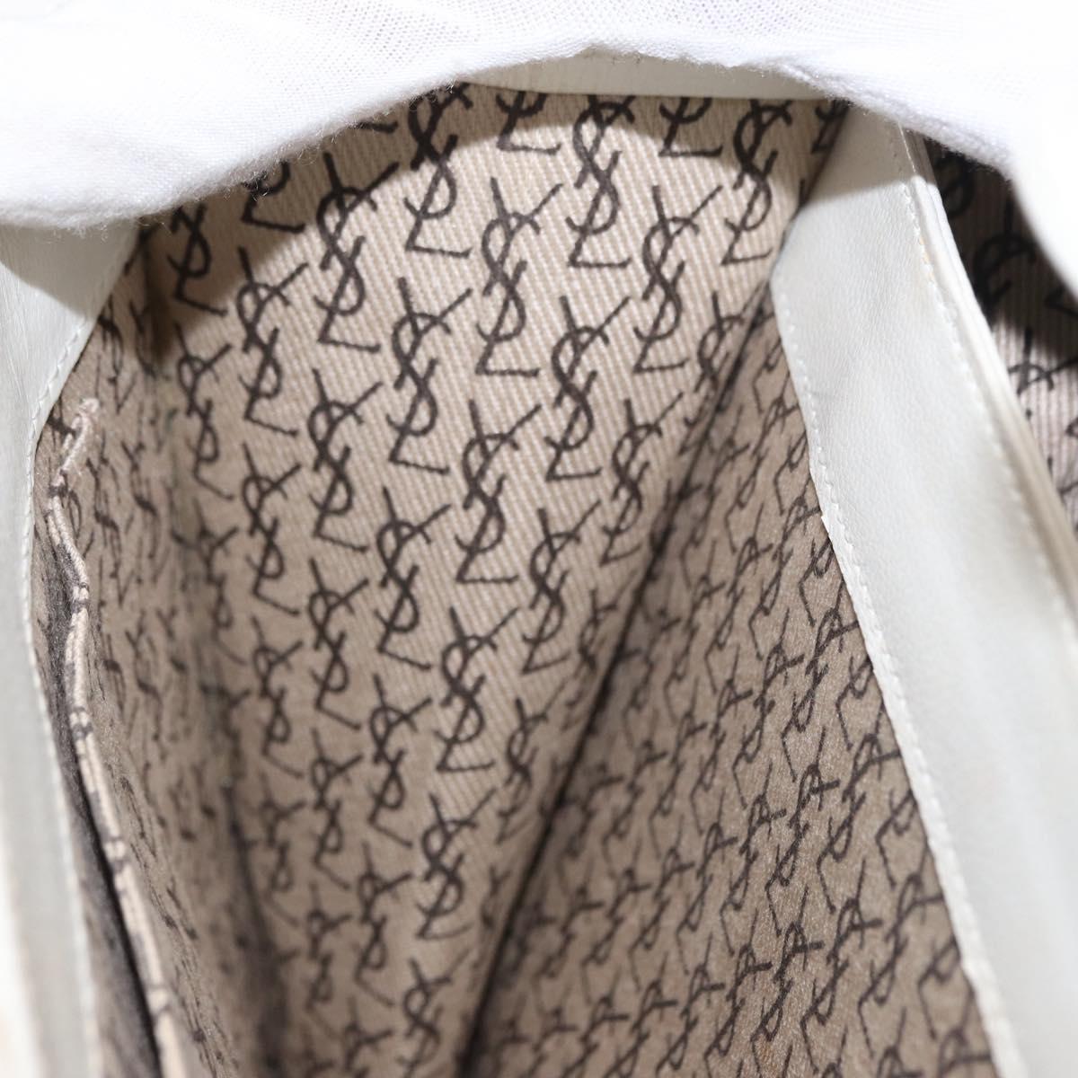 SAINT LAURENT Shoulder Bag Leather White Auth bs31016