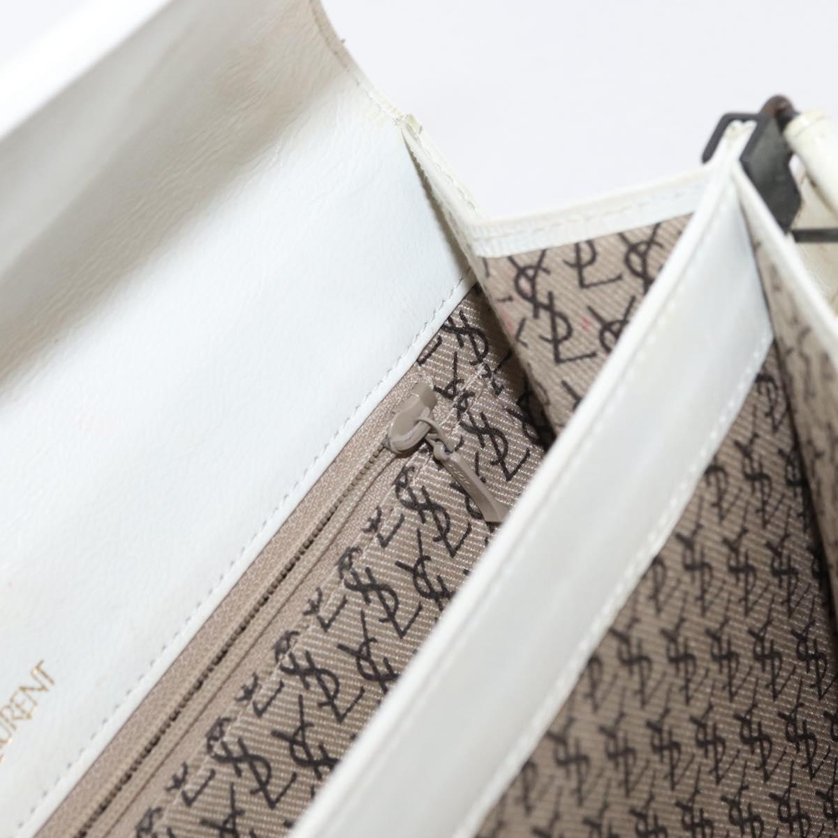 SAINT LAURENT Shoulder Bag Leather White Auth bs31016