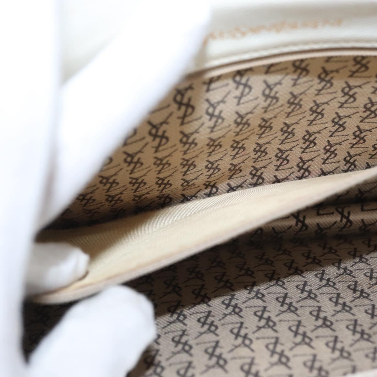 SAINT LAURENT Shoulder Bag Leather White Auth bs31016