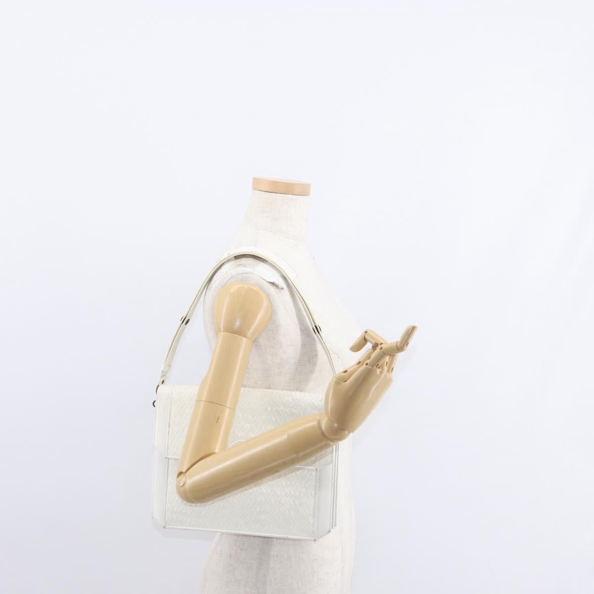 SAINT LAURENT Shoulder Bag Leather White Auth bs31016