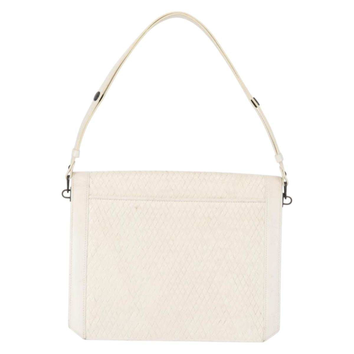 SAINT LAURENT Shoulder Bag Leather White Auth bs31016