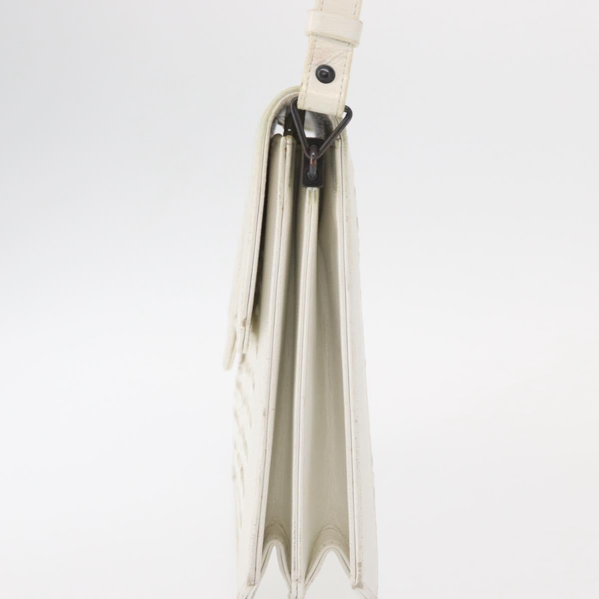 SAINT LAURENT Shoulder Bag Leather White Auth bs31016