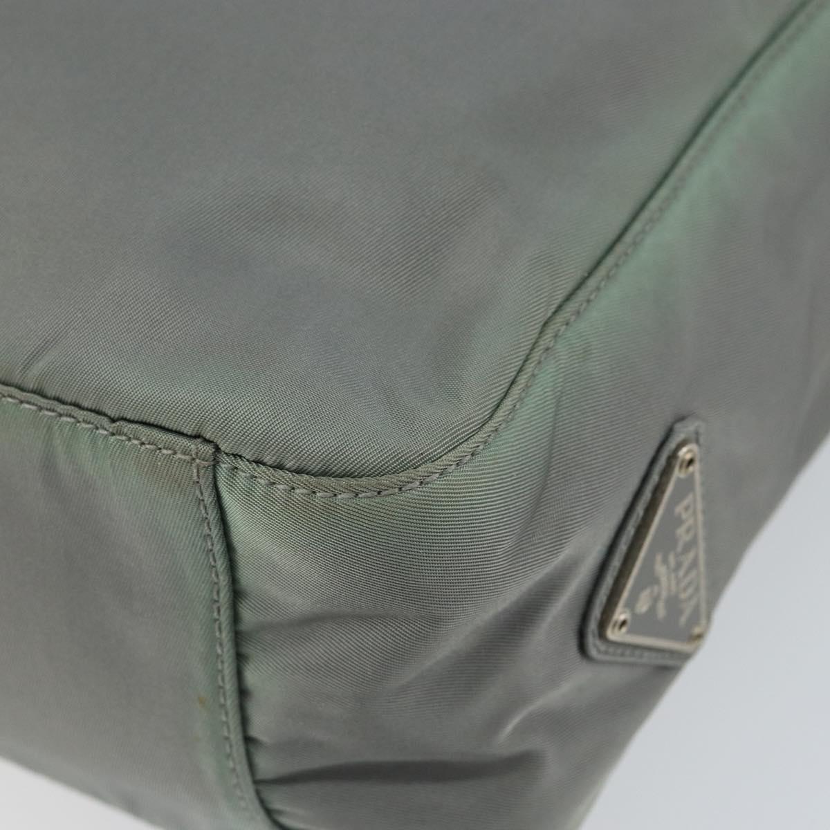 PRADA Tote Bag Nylon Khaki Silver Auth bs31017