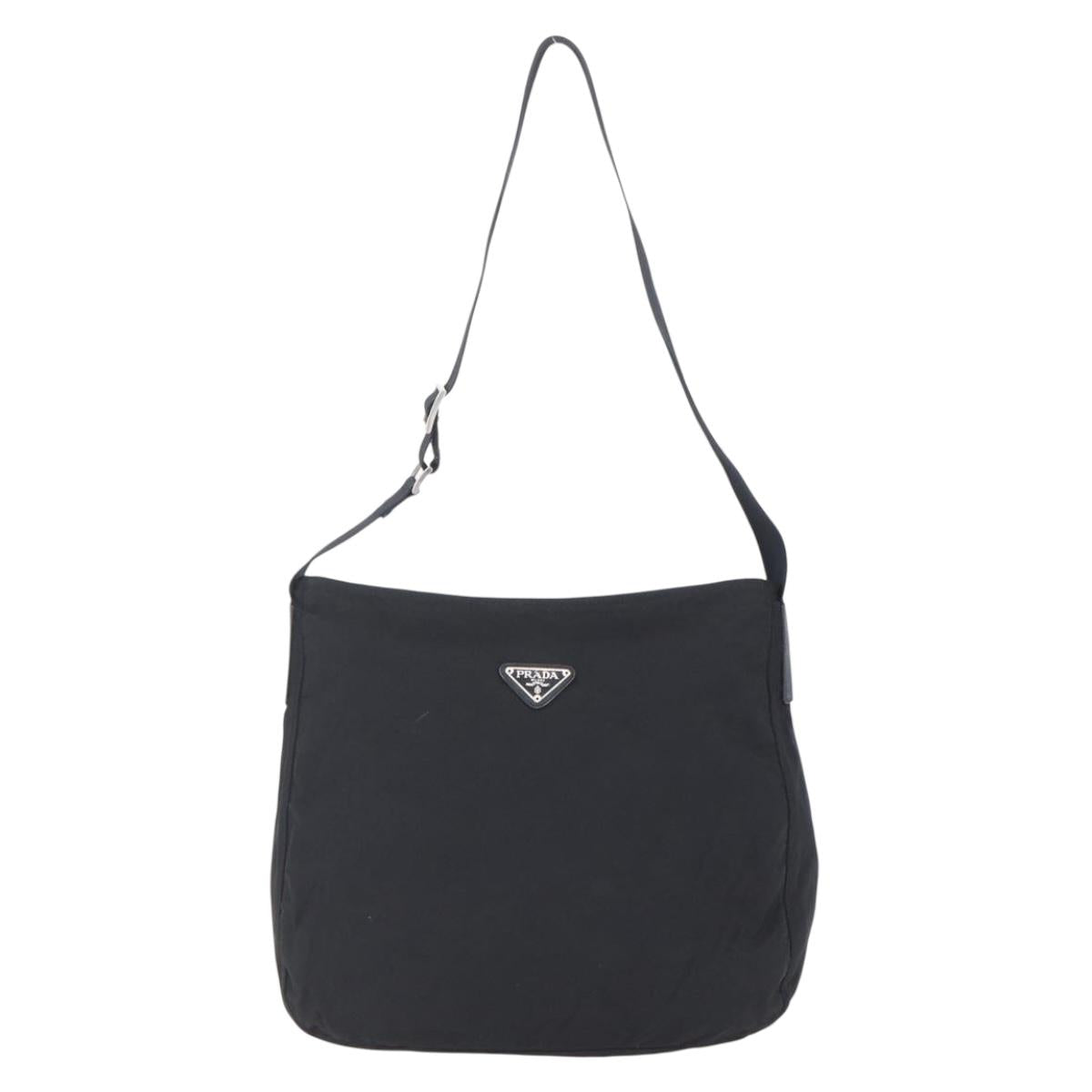 PRADA Shoulder Bag Nylon Black Silver Auth bs31018