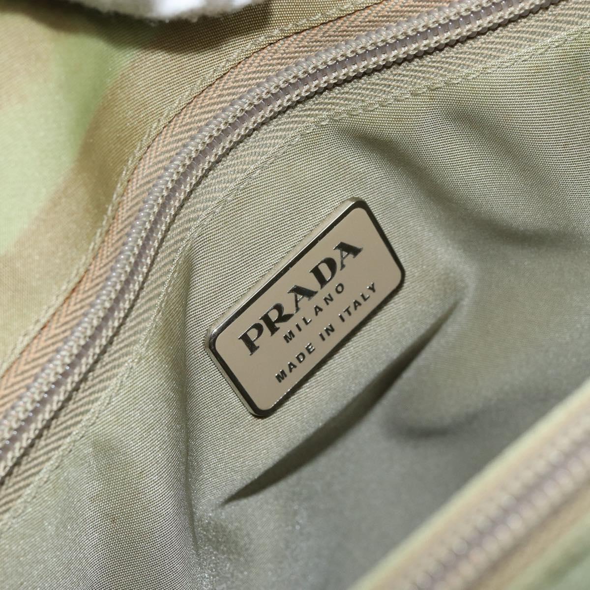 PRADA Tote Bag Nylon Khaki Silver Auth bs31019