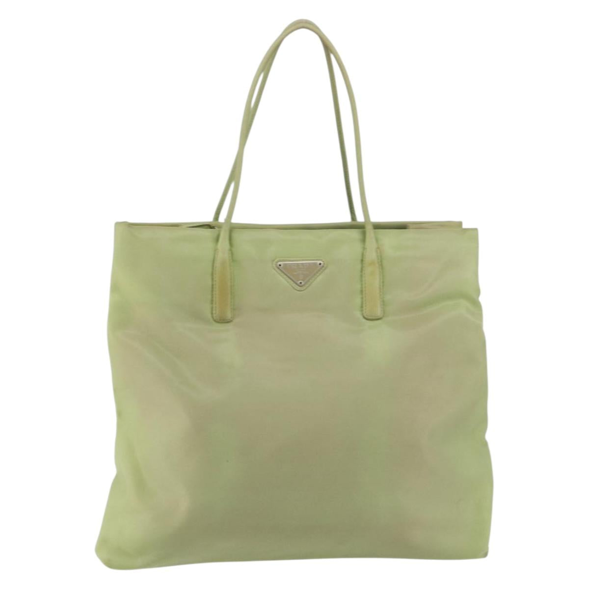 PRADA Tote Bag Nylon Khaki Silver Auth bs31019