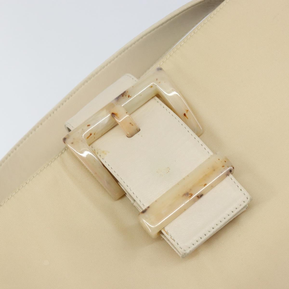 PRADA Shoulder Bag Nylon Leather Beige Auth bs31020