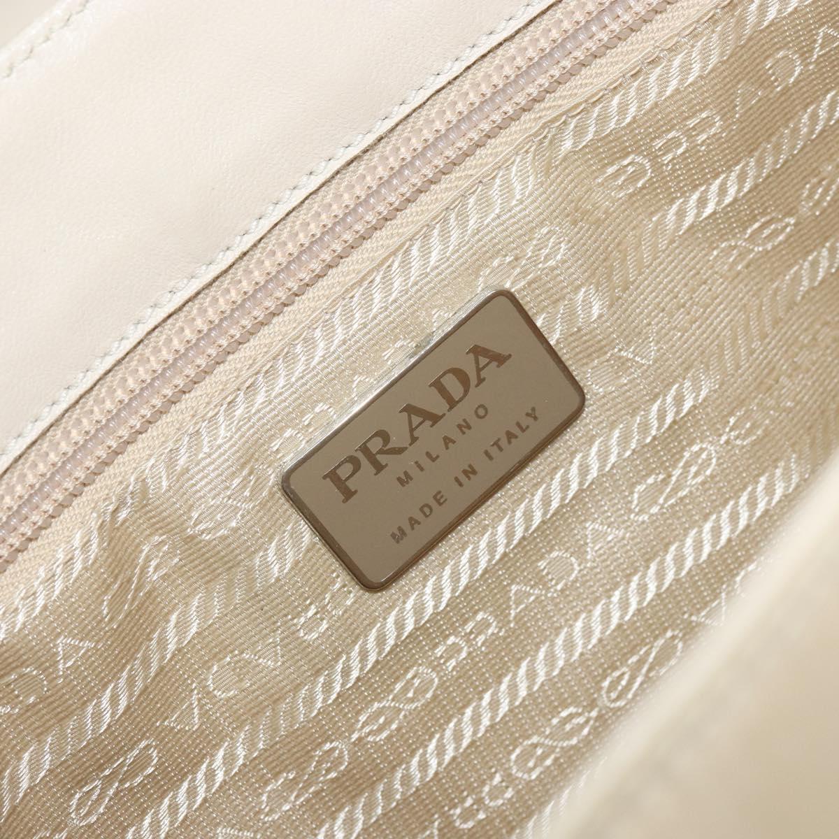 PRADA Shoulder Bag Nylon Leather Beige Auth bs31020
