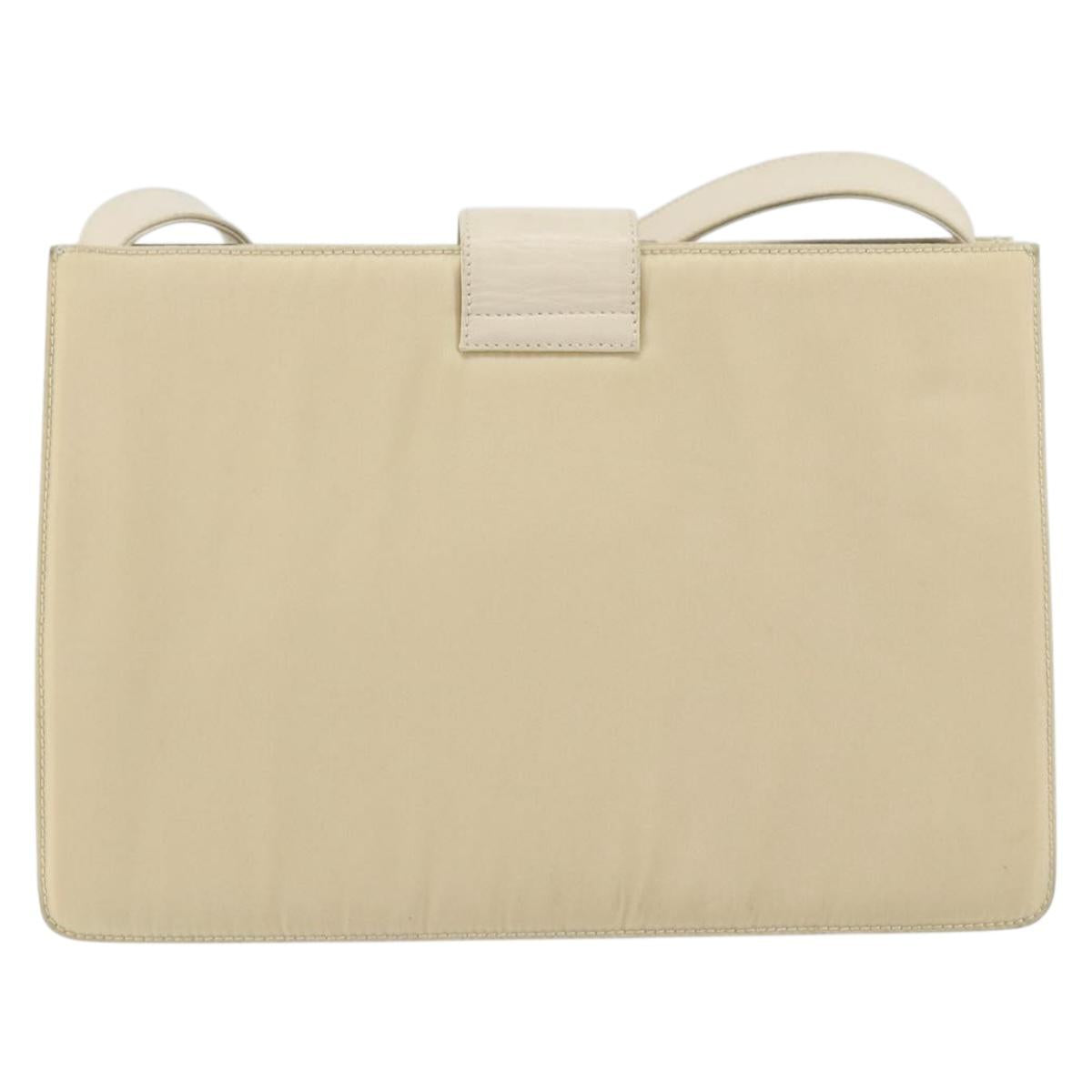 PRADA Shoulder Bag Nylon Leather Beige Auth bs31020