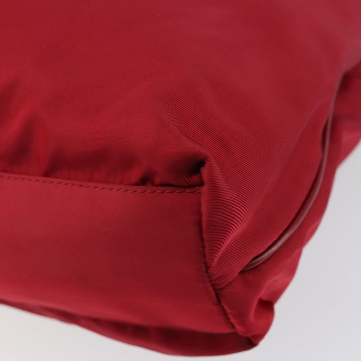 PRADA Tote Bag Nylon Red Silver Auth bs31021