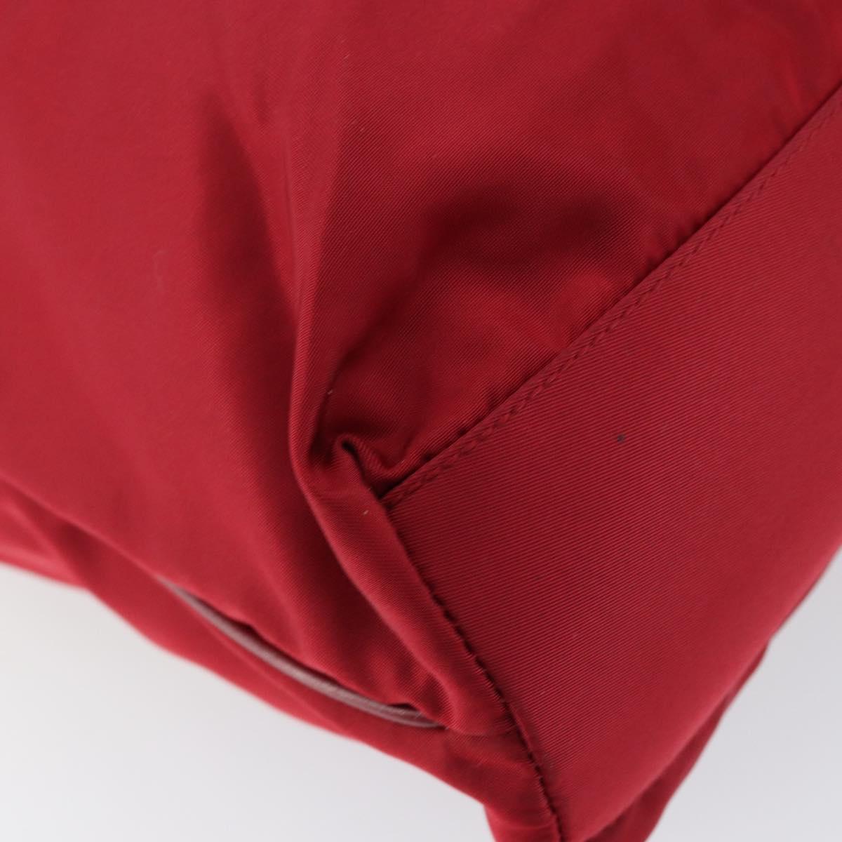 PRADA Tote Bag Nylon Red Silver Auth bs31021