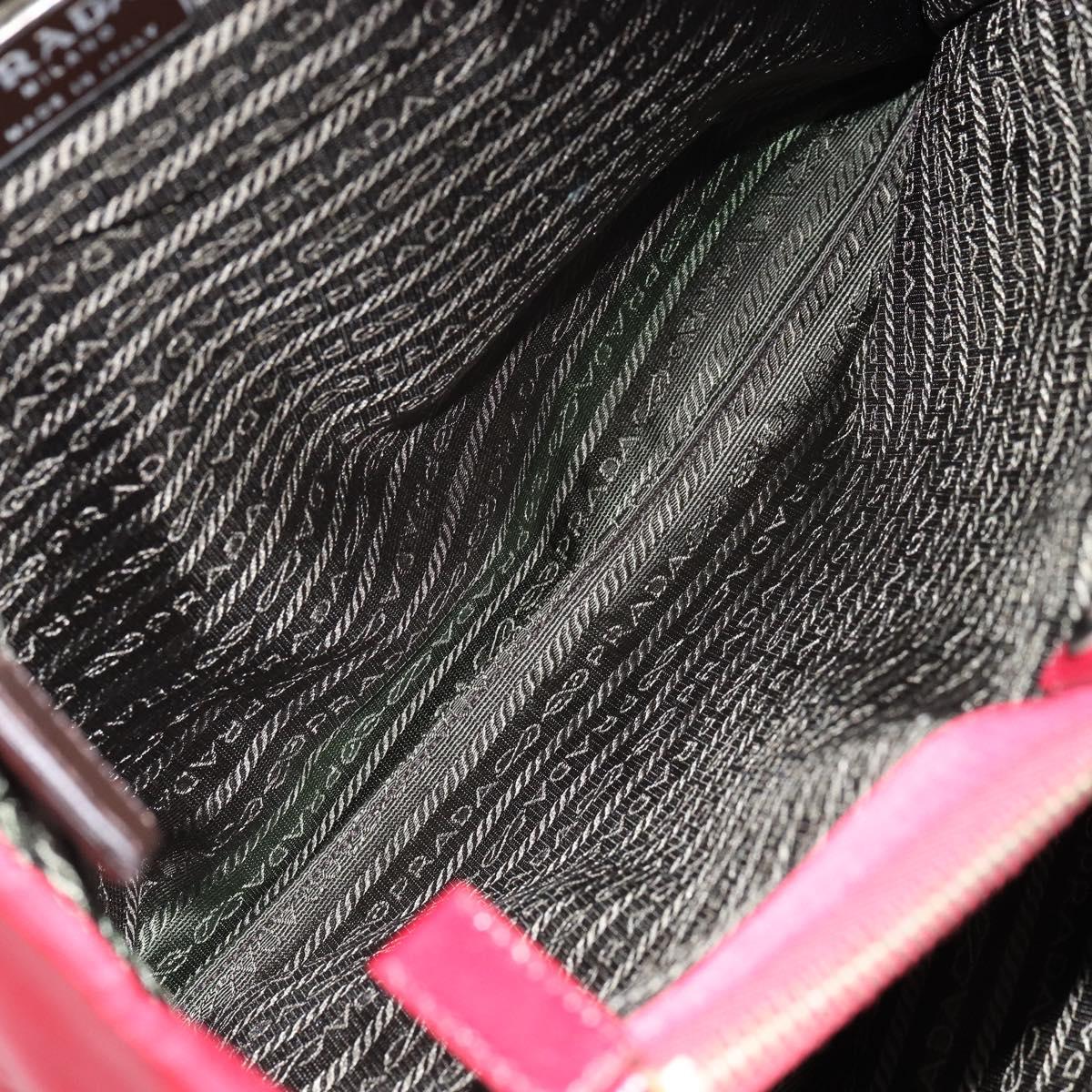 PRADA Tote Bag Nylon Red Silver Auth bs31021