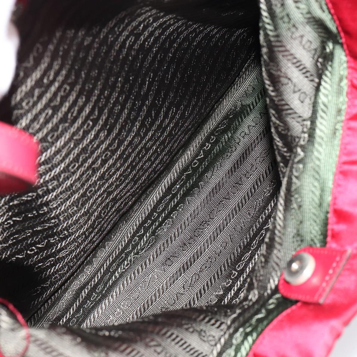 PRADA Tote Bag Nylon Red Silver Auth bs31021